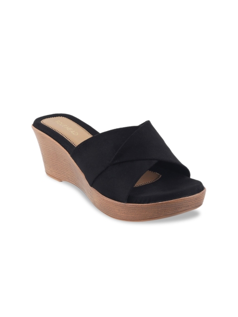 SOLE HEAD Women Black Solid Wedges