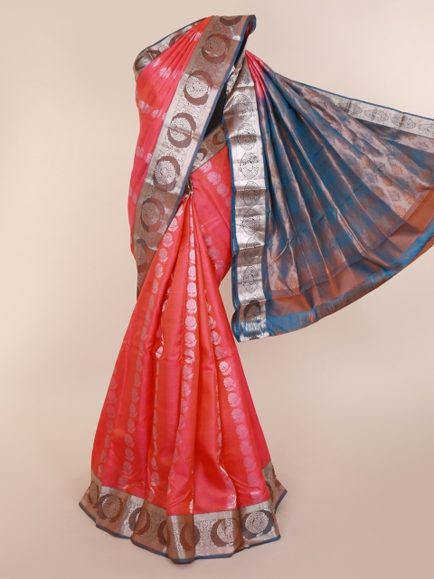 

Pothys Pink & Blue Pure Silk Woven Design Kanjeevaram Saree