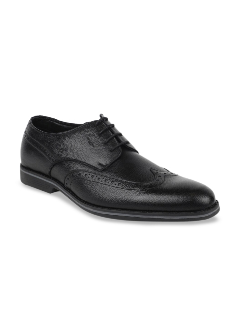 

Bata Men Black Solid Leather Formal Derbys