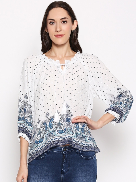 

People Women White Printed High-Low Top