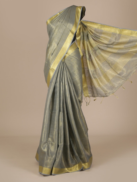 

Pothys Grey Solid Pure Linen Saree