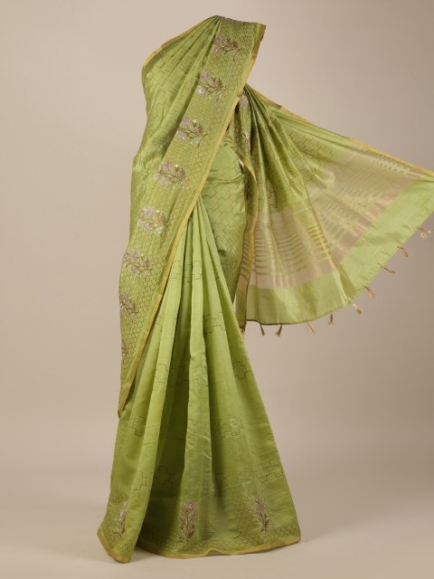 

Pothys Green Woven Design Jute Silk Saree