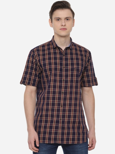 

Allen Solly Men Navy Blue Slim Fit Checked Casual Shirt