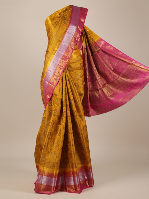 

Pothys Mustard Printed Jute Silk Saree