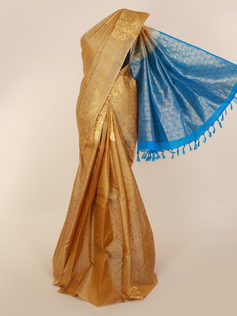 

Pothys Brown & Blue Pure Silk Woven Design Kanjeevaram Saree