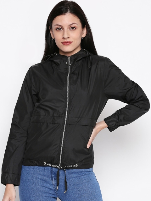 

People Women Black Solid Padded Jacket