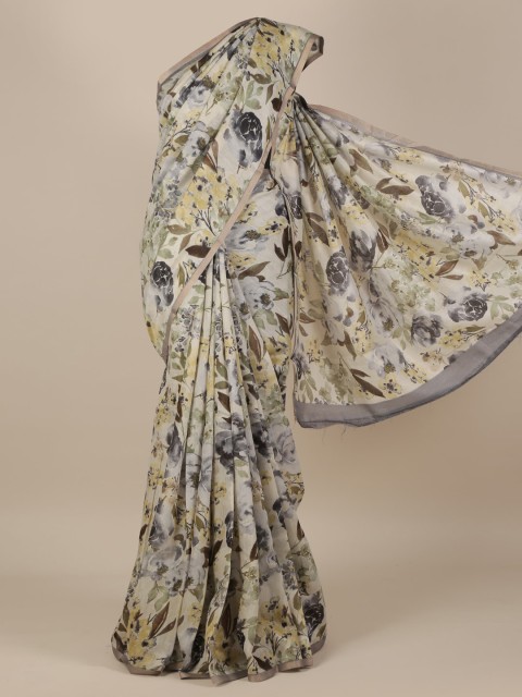 

Pothys Grey Printed Jute Silk Saree