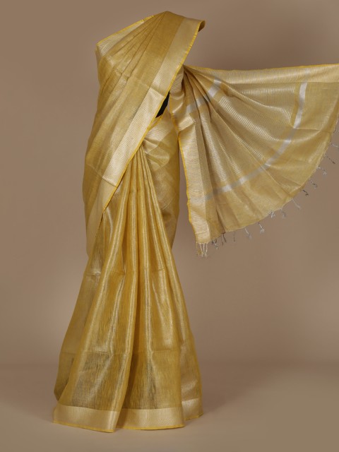 

Pothys Yellow Solid Pure Linen Saree