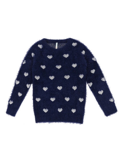 

Pantaloons Junior Girls Navy Blue & White Geometric Printed Pullover Sweater