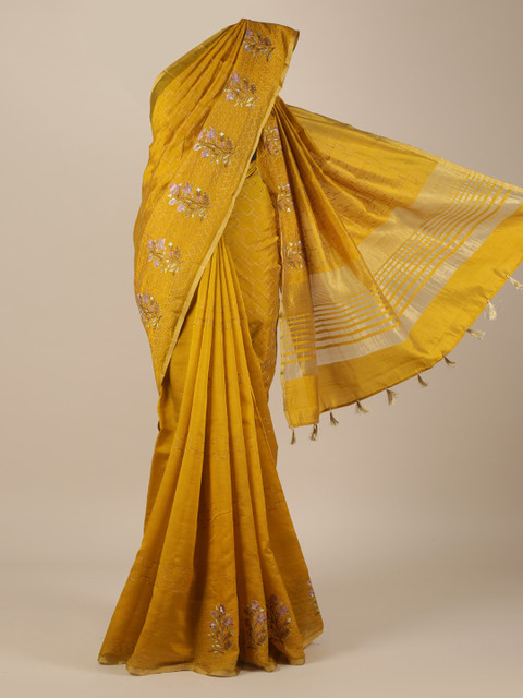 

Pothys Mustard Embroidered Saree