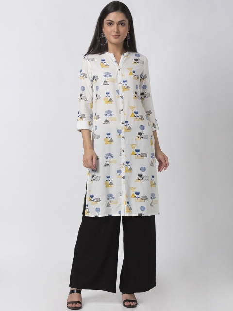 

Ethnicity Women White Printed A-Line Kurta