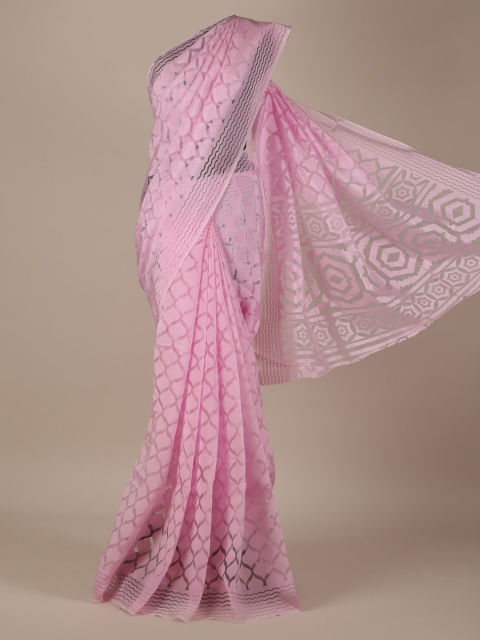 Pothys Pink Printed Jute Saree