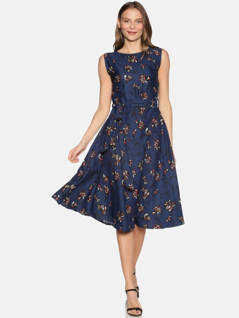 

Campus Sutra Women Navy Blue Printed Fit and Flare Dress