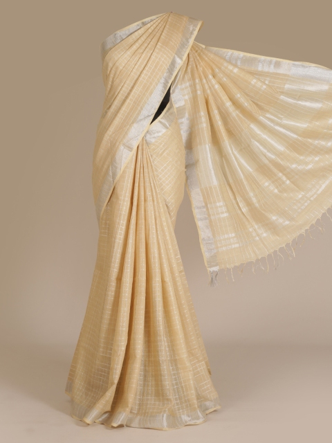 

Pothys Cream-Coloured Woven Design Pure Linen Saree