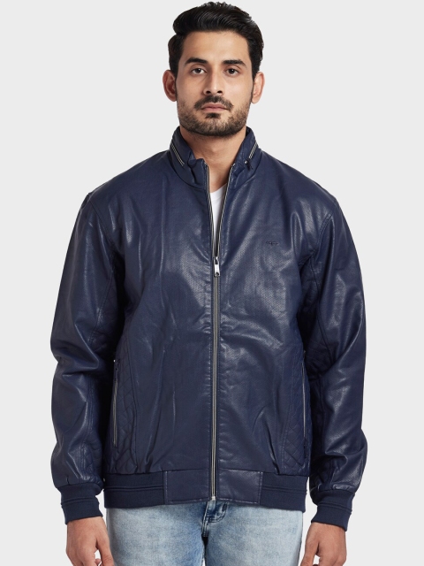 

ColorPlus Men Navy Blue Solid Bomber Jacket