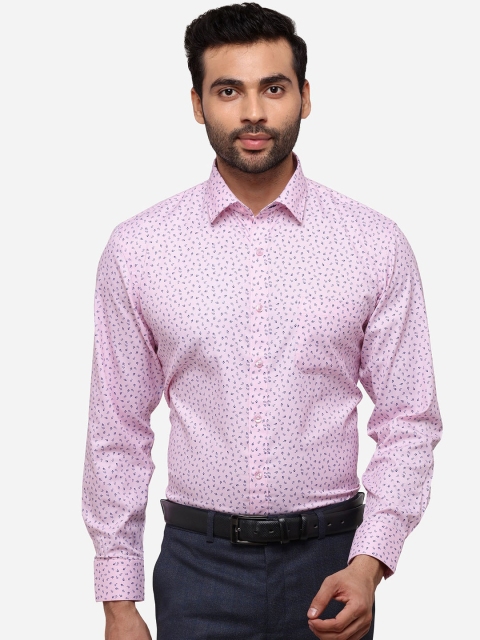 

Greenfibre Men Pink & Blue Regular Fit Printed Formal Shirt