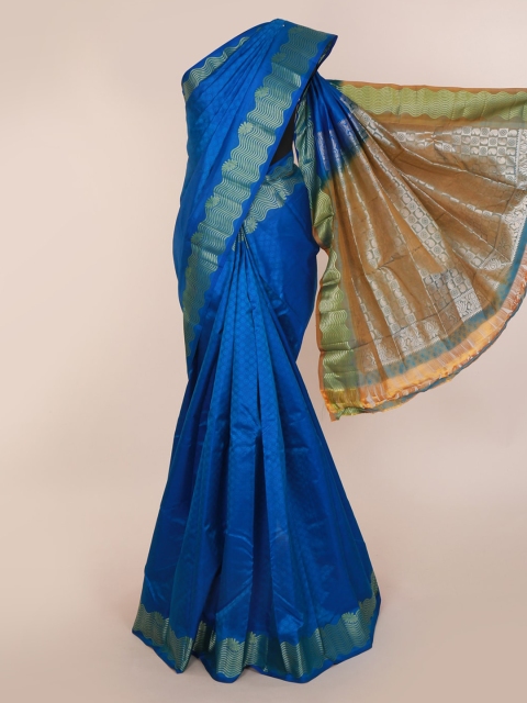 

Pothys Blue Pure Silk Woven Design Kanjeevaram Saree