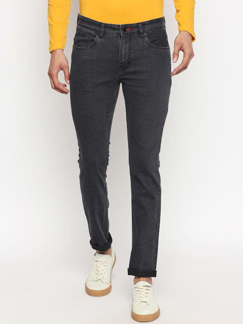 

People Men Grey Slim Fit Mid-Rise Clean Look Jeans
