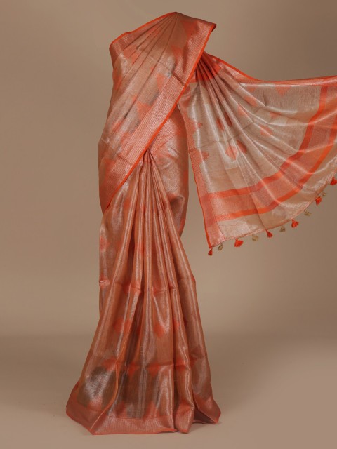 

Pothys Peach-Coloured Woven Design Pure Linen Saree