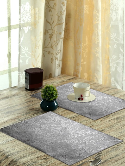 

OBSESSIONS Set Of 6 Silver-Toned Printed Idyll Embossed Vinyl Table Mats