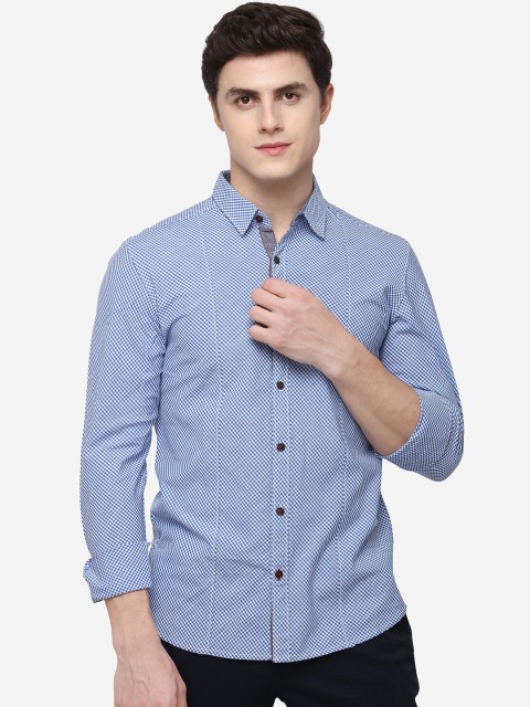 

Greenfibre Men Blue Slim Fit Checked Casual Shirt