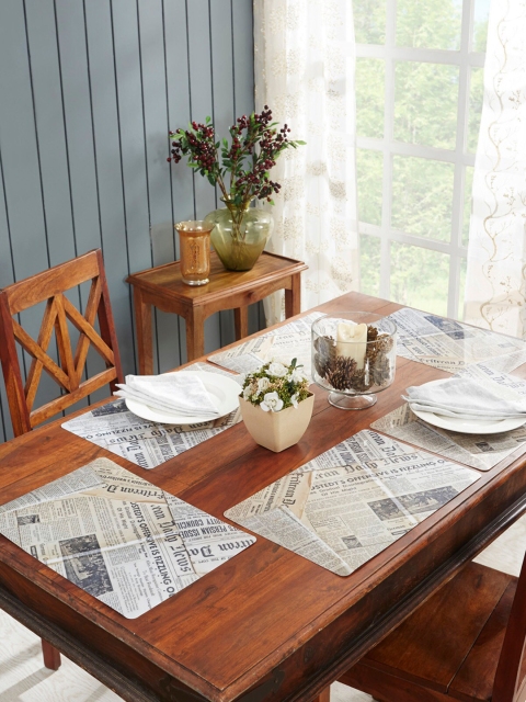 

OBSESSIONS Set of 6 Black & White Printed Idyll Embossed Table Mats