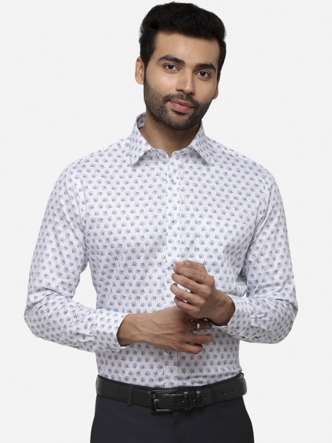 

Greenfibre Men White & Blue Slim Fit Printed Formal Shirt