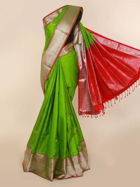 

Pothys Green Pure Silk Solid Kanjeevaram Saree
