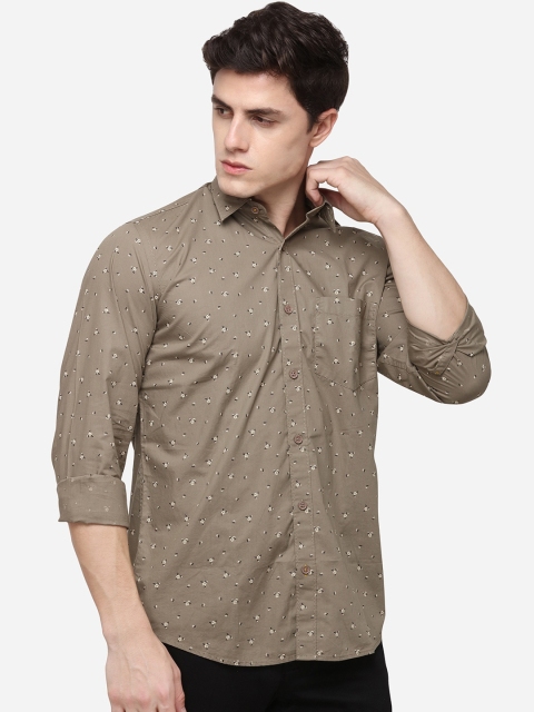 

Greenfibre Men Beige Slim Fit Printed Casual Shirt