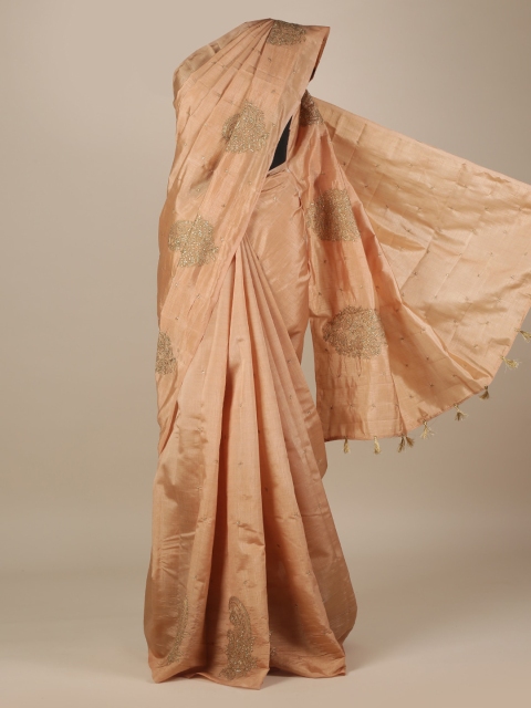 

Pothys Brown Embellished Jute Silk Saree