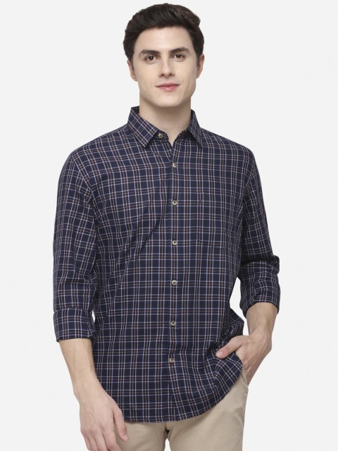 

Greenfibre Men Blue & Off-White Regular Fit Checked Casual Shirt
