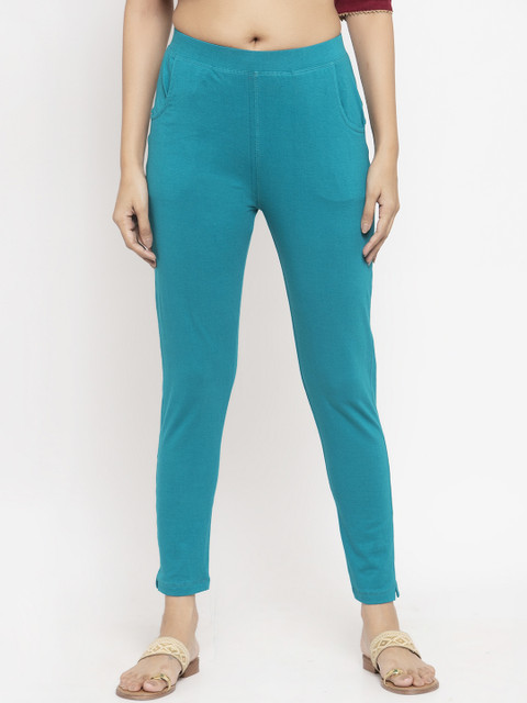 

NEUDIS Women Teal Blue Solid Skinny-Fit Treggings