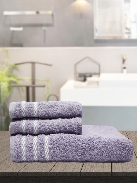

Trident Set of 3 Lavender & White Solid 380 GSM Towel Set