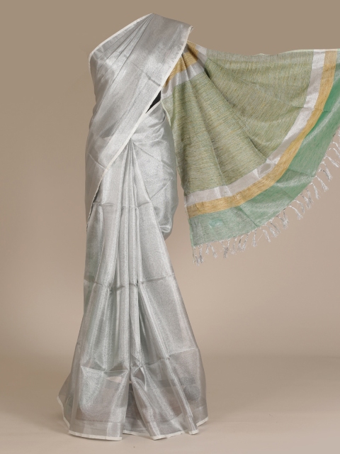 

Pothys Silver-Toned Solid Pure Linen Saree