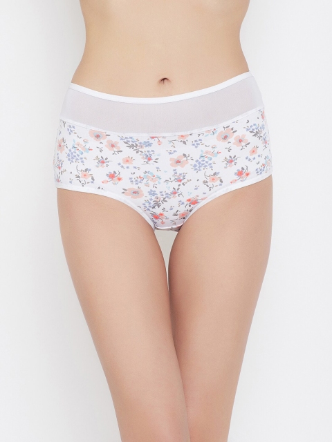 

Clovia Women White & Blue Floral-Printed Hipster Briefs PN2988I18