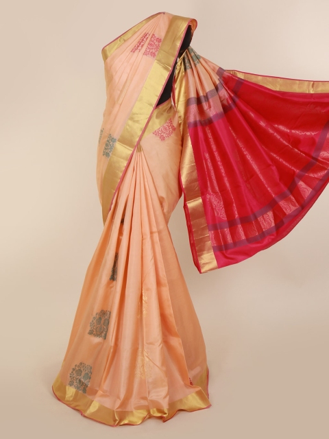 

Pothys Peach-Coloured Pure Silk Woven Design Kanjeevaram Saree