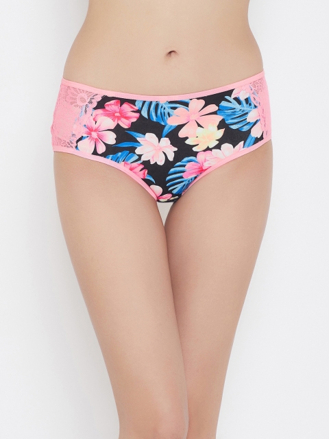 

Clovia Women Pink & Black Printed Hipster Briefs PN3197I13S