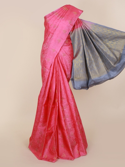 

Pothys Pink & Grey Pure Silk Woven Design Kanjeevaram Saree