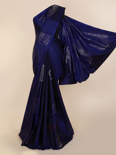 

Pothys Blue Pure Silk Embroidered Kanjeevaram Saree