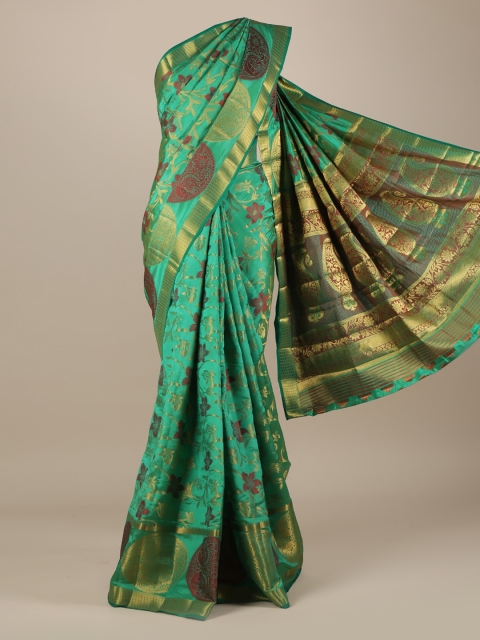 

Pothys Green Printed Jute Silk Saree
