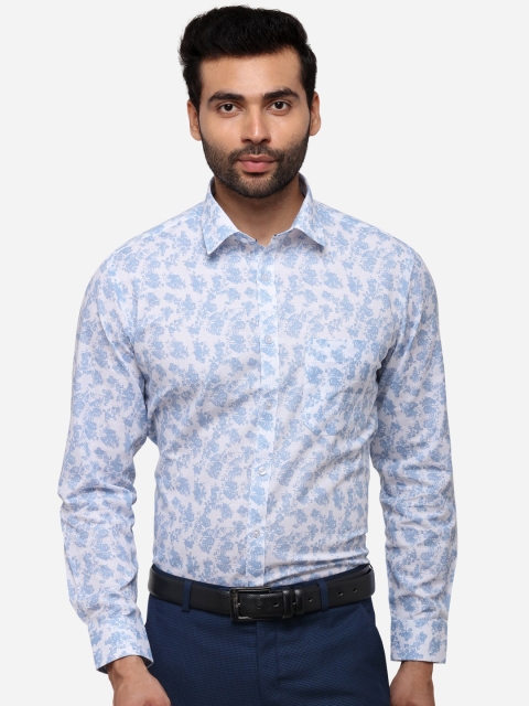 

Greenfibre Men Off-White & Blue Slim Fit Printed Formal Shirt