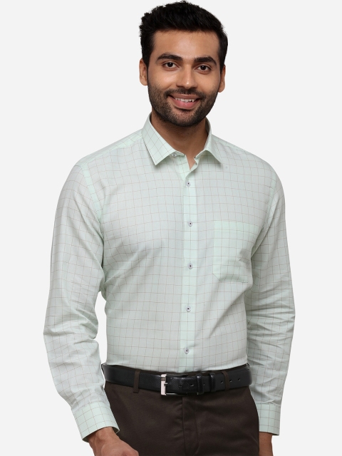 

Greenfibre Men Sea Green & Brown Regular Fit Checked Formal Shirt