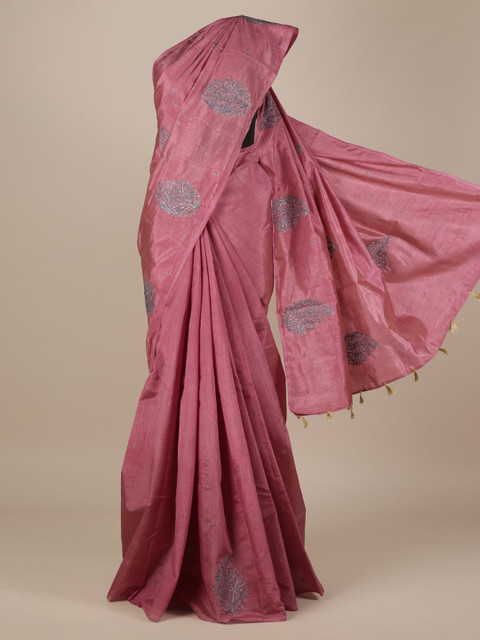 

Pothys Pink Woven Design Jute Silk Saree