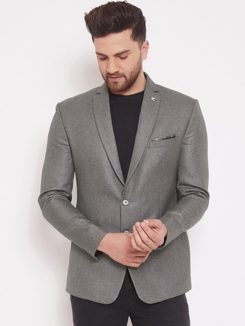 

Canary London Men Grey Solid Slim-Fit Single-Breasted Blazer