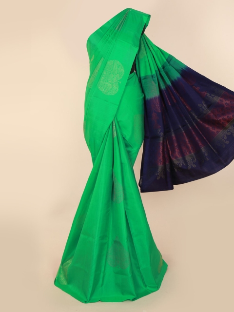 

Pothys Green & Navy Blue Pure Silk Woven Design Kanjeevaram Saree