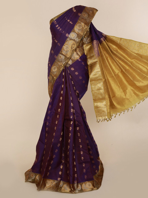 

Pothys Violet Pure Silk Woven Design Kanjeevaram Saree
