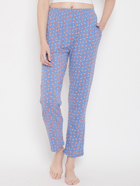 

Clovia Women Blue & Red Printed Lounge Pants LB0176D03