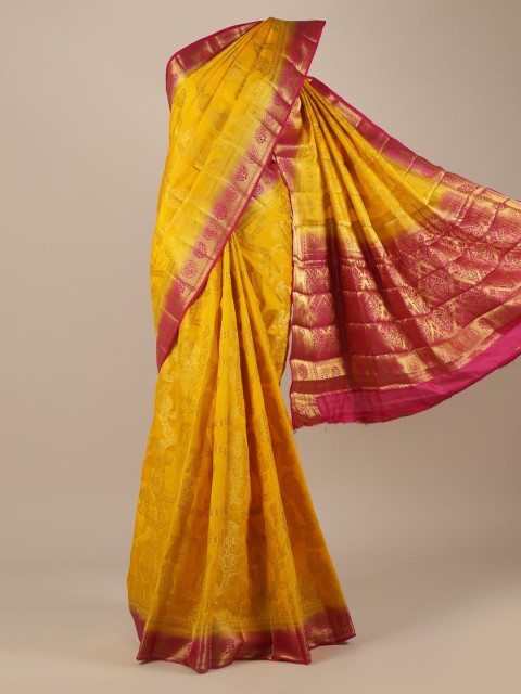 

Pothys Yellow Printed Jute Silk Saree