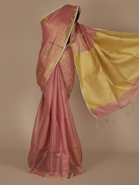 

Pothys Pink Solid Pure Linen Saree