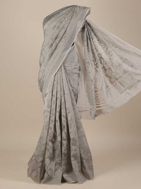 

Pothys Grey Printed Jute Silk Saree
